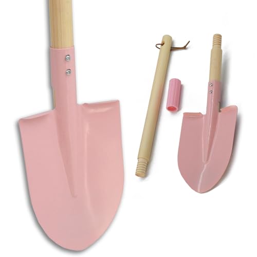 Small Garden Shovel-Kid's Size Wooden Handle Metal Head Shovel (Pink) - color: Pink