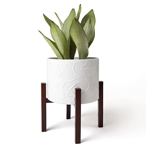 LA JOLIE MUSE Ceramic Pot for Plants, 10 Inch Indoor Planter with Stand - size: 10 Inch