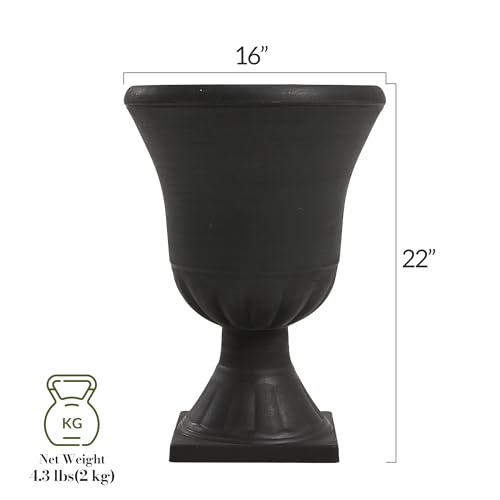 Worth 22'' Tall Urn Planters for Outdoor Plants Set of 2, Large Flower Pots - color: Black