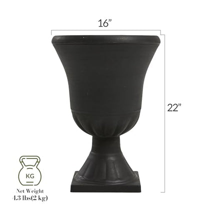 Worth 22'' Tall Urn Planters for Outdoor Plants Set of 2, Large Flower Pots - color: Black