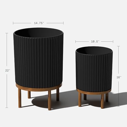 Veradek Demi Series Raised Duo Planters - Set of 2 Planters with Stands - color: Black/Brown, size: Bundle - 2 Pack
