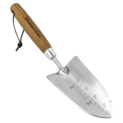 Haliaeetus Garden Trowel with Serrated Edge, 4'' Depth Mark Planting Shovel - size: 13'' Serrated Shovel