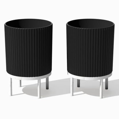 Veradek Demi Series Raised Planter - Round Planter with Stand - color: Black/White, size: 16 inch - 2 Pack