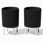 Veradek Demi Series Raised Planter - Round Planter with Stand - color: Black/White, size: 16 inch - 2 Pack