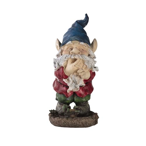 Alpine Corporation 15" Tall Outdoor Garden Gnome Smiling Yard Statue Decoration, Multicolor - color: Multicolor Smiling Gnome