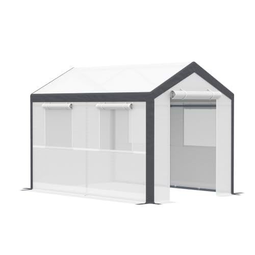 Outsunny 10' x 7' x 7' Greenhouse Walk-in Tunnel PE Cover Steel Frame White - size: 10' x 7' x 7', style: Modern