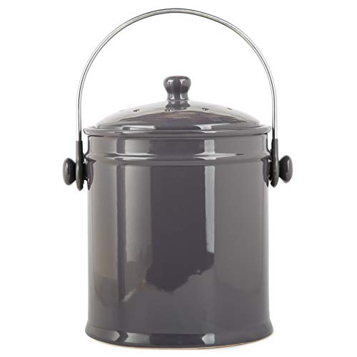Natural Home 40629 Ceramic Compost Bin, Charcoal