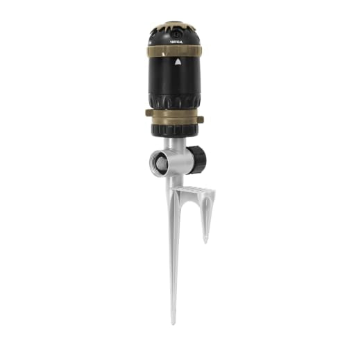 RESTMO Gear Drive Sprinkler with Step Spike Base, Brown - color: Brown, size: 1 Pack