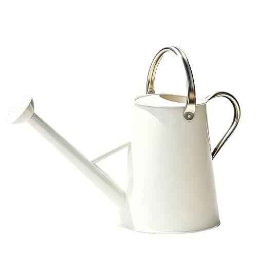 1.5 Gallon Metal Watering Can for Outdoor Plants, Large Watering Can,White - color: White