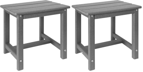 GARDENSTAR Adirondack Square Side Table,one-Tier Outdoor end Table, Patio Side Table for Pool,Porch,Backyard,Relaxing Companion (Grey) (Pack of 2) - color: Grey, size: c:Square T 1-Tier (Pack of 2)