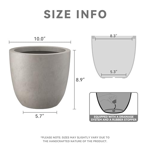 Kante Small Round Bowl Weathered Concrete Planter 10" Dia, Outdoor - color: Buff Concrete, size: 10"d