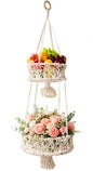 Alipis Macrame Plant Hanger Macrame Hanging Fruit Basket 2 Tier Woven Cotton Rope Storage Baskets Hanging Plant Holder for Vegetable Storage