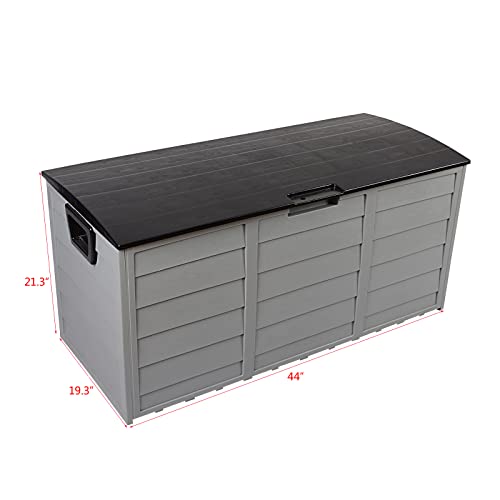 VINGLI 75 Gallon Weatherproof Outdoor Storage Box, Grey Body, Black Lib - color: Grey Body, Black Lib