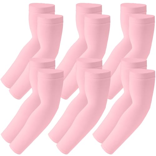 SHEVERCH Cooling Arm Sleeves UV Protection Compression for Men Women - color: 6pairs-pink