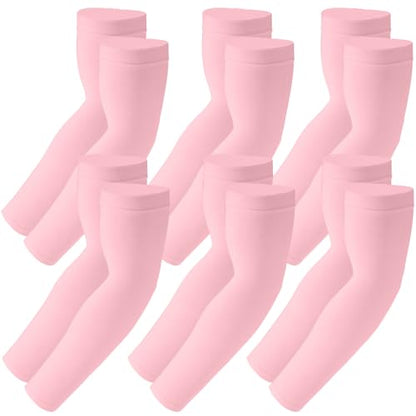 SHEVERCH Cooling Arm Sleeves UV Protection Compression for Men Women - color: 6pairs-pink