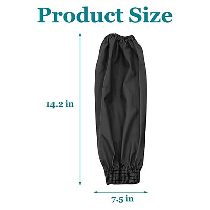 Yzurbu Arm Sleeves Covers, PU Oversleeves Protector for Arm with Elastic Cuffs, Waterproof, Oilproof, Acid Resistant - color: Black - 2 Pairs