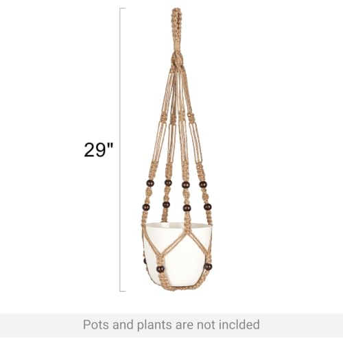 Mkono Macrame Plant Hanger Indoor, 29 Inch Hanging Planter Holder Brown - color: Brown