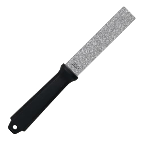Dual-Grit Diamond Sharpening Stone Garden Tool File – Extra Coarse 220/Fine 600 Grit Knife & Tool Sharpener for Lawn Mower Blades, Axes, Hatchets, Hedge Shears, Chisels, Drill Bits.