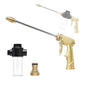 High Pressure Hose Nozzle with Soap Dispenser,Foam Gun Car Wash Sprayer - color: Gold Plus