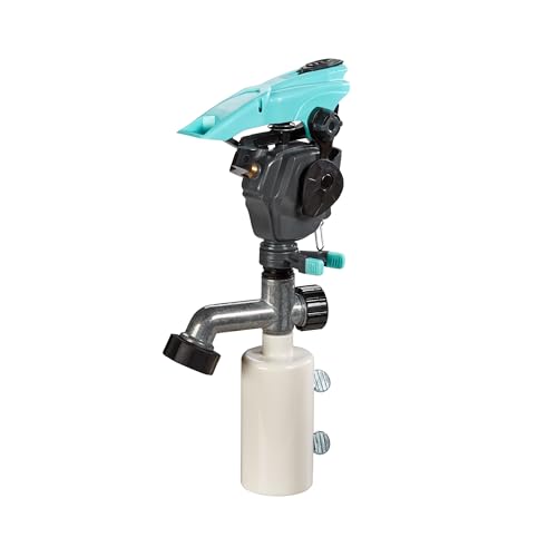 T-Post Lawn Impact Pulsating Sprinkler 300013 with a Gear Drive, Pole Base, Adjustable to 360 Degrees by New England Garden Tools