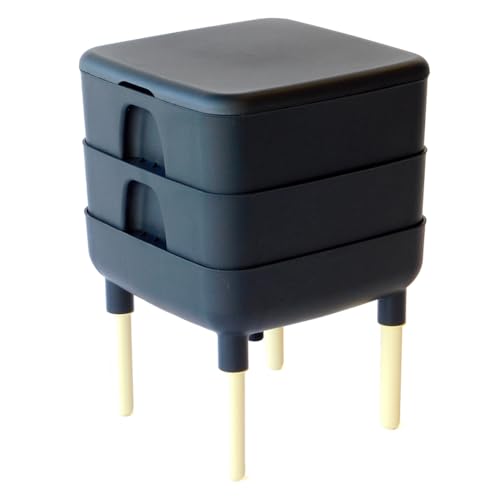 FCMP Outdoor - The Essential Living Composter, 2-Tray Worm Vermicomposter Bin (HF-LC4000v2-BLK) Black - color: Black