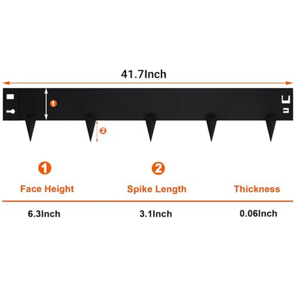 6 Pack Metal Edging for Landscaping, 41" L × 9" H Garden Edging - color: Black, size: 9.4 Inch