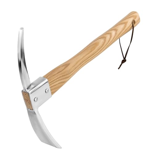 15 Inch Pick Axe, Stainless Steel Mattock with Solid Wood Handle