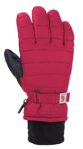 Carhartt Women's Waterproof Insulated Quilted Knit Cuff Glove - color: Crabapple, size: Medium