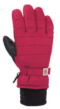 Carhartt Women's Waterproof Insulated Quilted Knit Cuff Glove - color: Crabapple, size: Medium