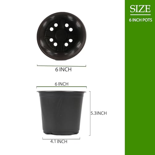 100 Packs 6 Inch Nursery Pots, Plastic Nursery Pots with Drainage - size: 6 Inch
