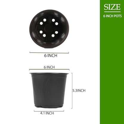 100 Packs 6 Inch Nursery Pots, Plastic Nursery Pots with Drainage - size: 6 Inch