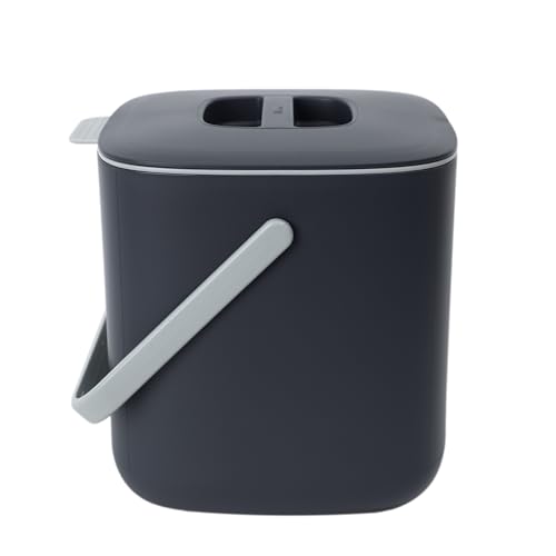 Blue Ginkgo Kitchen Compost Bin, 2.6L Countertop Compost Bin, Dark Grey - color: Gray, size: 0.69 gal / 2.6 L (Single Handle)