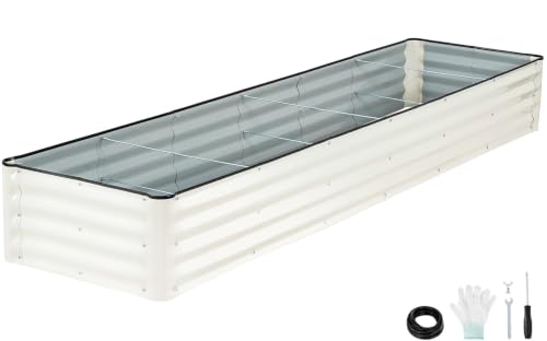8x2x1 Ft Galvanized Raised Garden Bed (White)