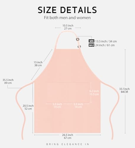Syntus Apron for Men Women, Adjustable Cooking Kitchen Apron with 2 Pockets - color: Nude Pink, style: 2 Polyester