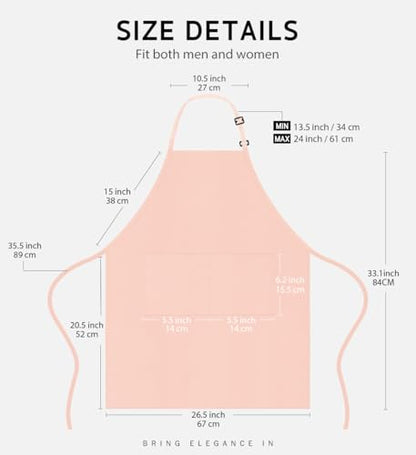Syntus Apron for Men Women, Adjustable Cooking Kitchen Apron with 2 Pockets - color: Nude Pink, style: 2 Polyester