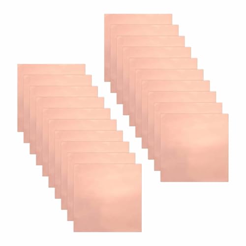 MECCANIXITY 20PCS Copper Foil Thin Tape Sheet 5" Copper Metal - size: 5"(125mm) W x 5"(125mm) L