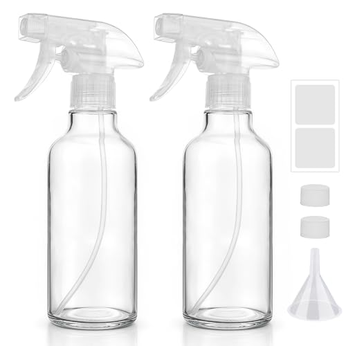 Glass Spray Bottles 10oz Mist/Stream (Clear, 10oz) - color: Clear, size: 10oz