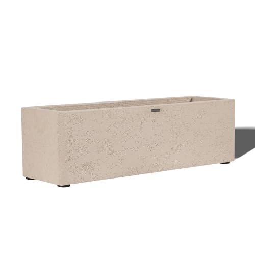 31" Rectangular Outdoor Planter - Handmade Fiberglass Composite - color: Off White, size: Medium