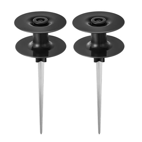 Chumia Garden Hose Guide Stakes, 10 Inch Metal Spike, Black, 2 Pieces - color: Black
