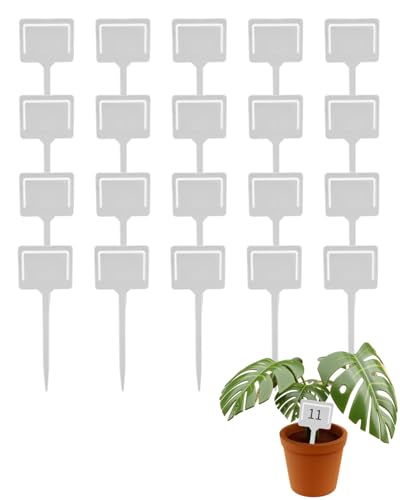Plant Labels, 20 Pack PVC Garden Stakes with T-Shape Design Plant Tags - color: White