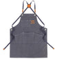 Canvas Tool Apron, Heavy Duty Multi-Pocket, Crossback Adjustable - color: Gray