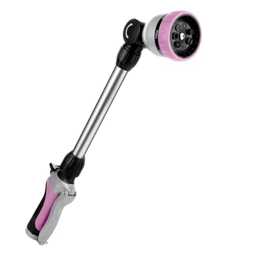 RESTMO Heavy Duty Metal Hose Wand, Watering Wand for Garden Hose - color: Pink