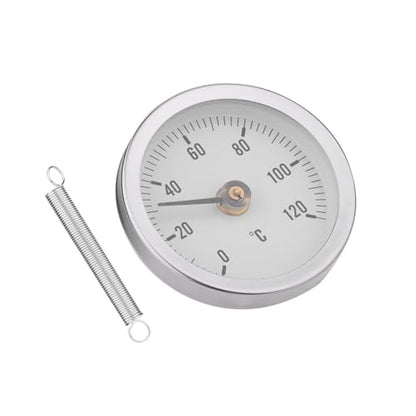 63mm Pipe Surface Thermometer IP55 0-120°C, Bimetal Spring Thermometer for Oil Systems, Power Plants, Marine, Fast On-Site Readout