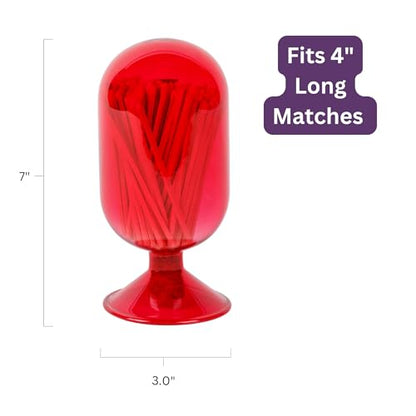 Premium Glass Match Cloche - Matches in a Jar with Striker. Matchstick Holder for Long Matches for Candles. Includes Match Striker and White Matches.