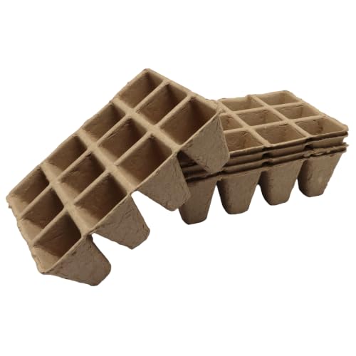 Peat Pots, 144 Cells, 12 Pcs Biodegradable Seed Starter Trays - size: 12 Cells
