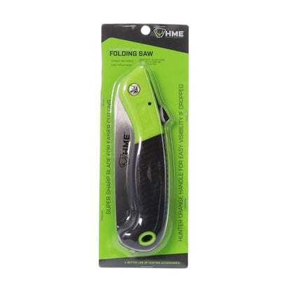 HME Mini Folding Hand Pocket Saw with 5" Carbon Steel Blade for Hunting, Camping, Backpacking, Pruning