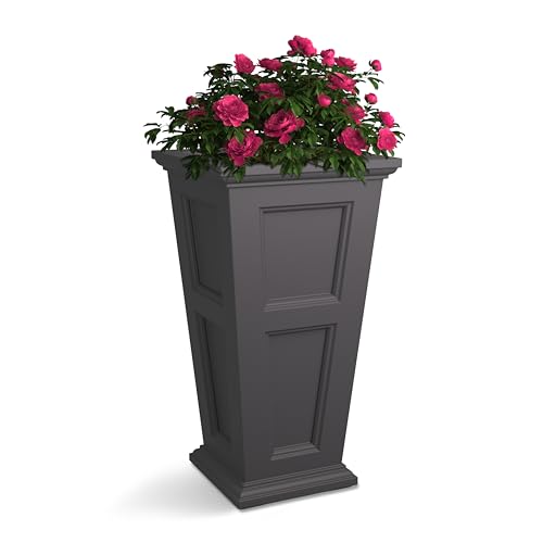 Mayne Fairfield 34in Tall Planter - Graphite Grey - 18.6in x 18.6in x 34in - with Built-in Water Reservoir (8806-GRG) - color: Graphite Grey, size: 34in