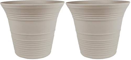 The HC Companies 7 Inch Sedona Round Self Watering Planter - Small Decorative Lightweight Plastic Plant Pot for Indoor Outdoor Plants Flowers Herbs, Cottage Stone (Pack of 2) - color: Cottage Stone, size: 7" (Pack of 2), style: Pack of 1