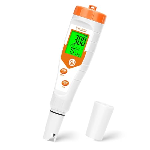 Hydroponics EC pH Tester, Simultaneous Display pH ppm for Reservoir Water - color: 4 in 1 pH Meter