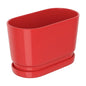8.9" Rectangular Ceramic Planter with Drainage and Saucer, Red - color: Red, size: Medium
